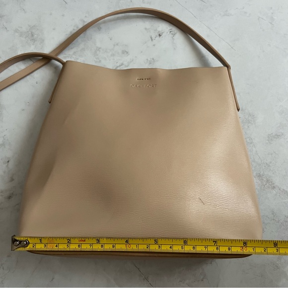 Oat & Fort Cream Snap Button Shoulder Bag Faux Leather - Picture 7 of 12